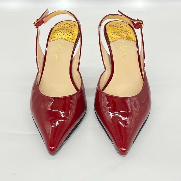 Cole Haan Air Fiona Sling Back Pumps Heels. EUC. 8 B Red Patent Leather - Picture 1 of 4